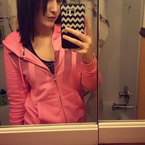 VS pink Zip-Up Jacket. Ombre Lettering.