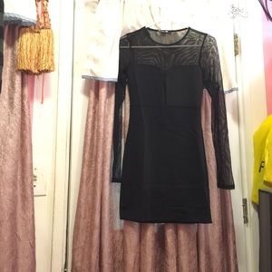 Black dress with mesh sleeves