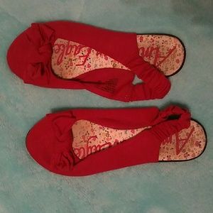 Red sling back flats