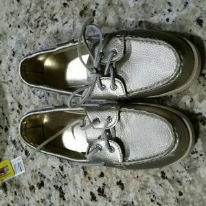 Silver boat shoes