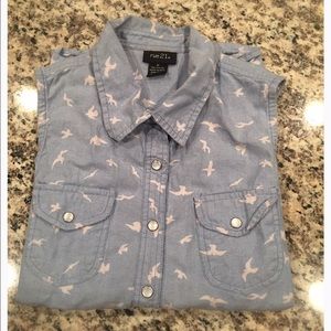 Bird Print Button Up