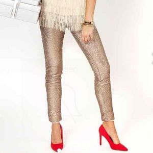 Rose gold sequin leggings