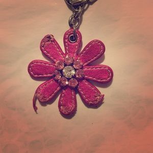 Coach leather flower keyfob