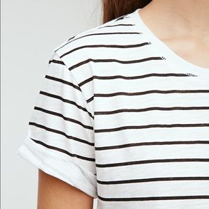 Cuffed Sleeve Striped Tee
