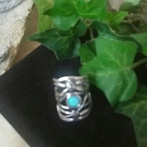 925 sterling wire band ring w/stone