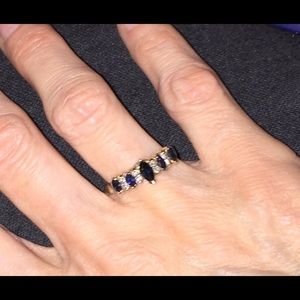 SOLID 14kt Gold Genuine Sapphire Diamond Ring