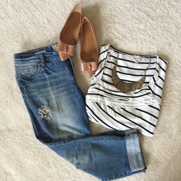 Anthropologie Tops - Anthropologie Asymmetrical Striped Postmark Shirt