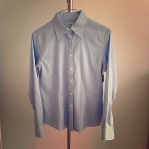 No iron blue collared shirt