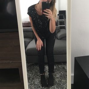 Black Sequins Top