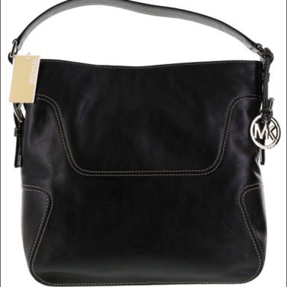 Michael Kors black leather Brookville hobo bag NWT