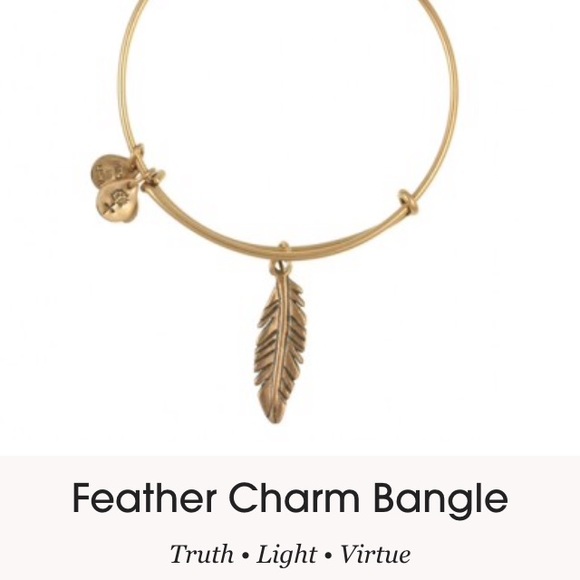 Alex and Ani, feather charm bangle, gold