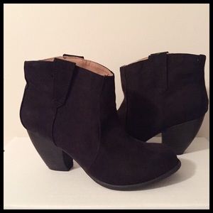 Black Faux Suede Booties