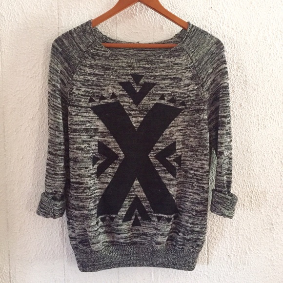 Marled Tribal Print Sweater