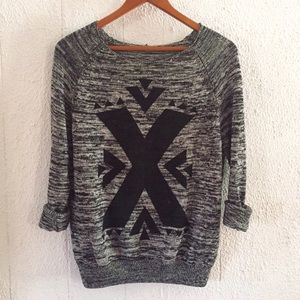 Marled Tribal Print Sweater