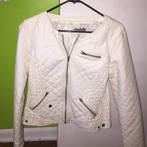 Charlotte Russe Cream leather jacket