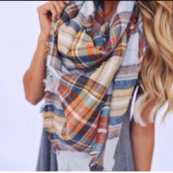 Accessories - ❗️LAST❗️ Plaid Mustard Tartan Blanket Fringe Scarf