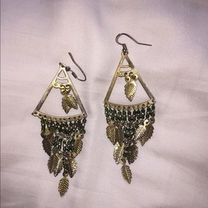 Green dangly earrings