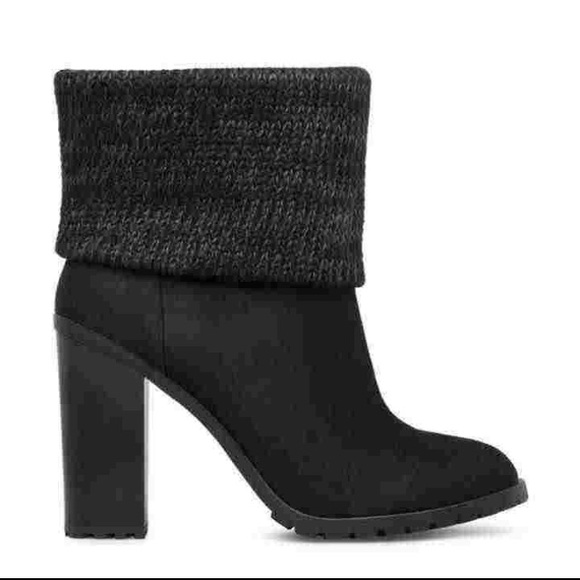 Black Knit Cuff Booties