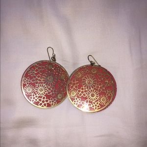 Pink and gold earrings
