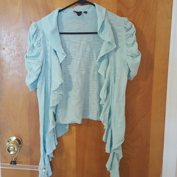 Aqua ruffled sweater