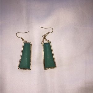 Emerald green dangly earrings