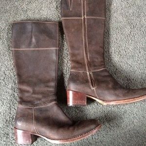 Brown leather boots