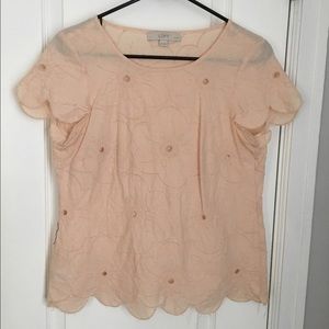 LOFT blush floral lace top