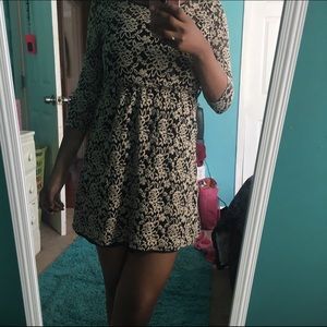 Lace Black and Tan Dress