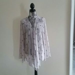 Cream and black cross kimono