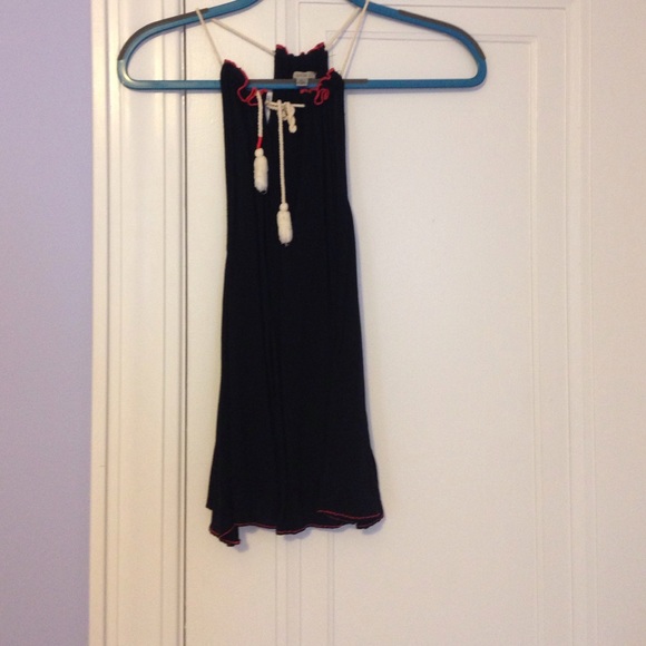 Black ecoté Tank with Tassels - Picture 1 of 1