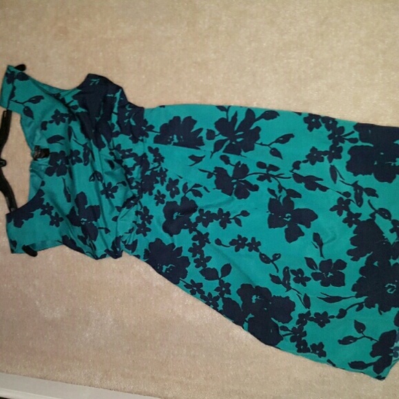 Ann taylor navy green beautiful dress