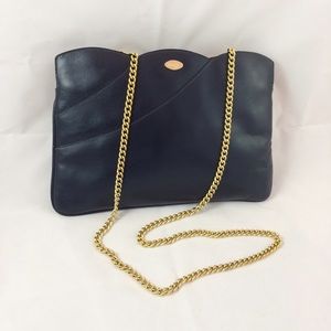 SOLD Pristine Vintage Navy Italian Leather Chain