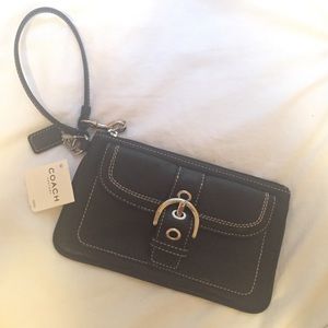 Black Leather Coach Wristlet