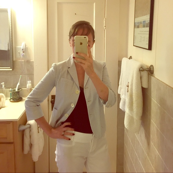 J.Crew blazer. Blue & White Stripe. 3 button