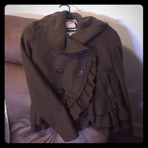 Anthropologie wool blend frill coat in size 6