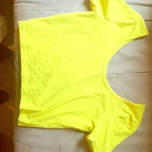 Neon-Lemon fitted crop top.