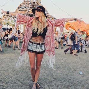 Lf red tribal millau kimono NWT SMALL
