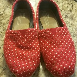 Toms slip on cute red shoes