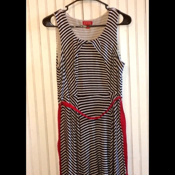 Medium Elle Dress. Black, white and red