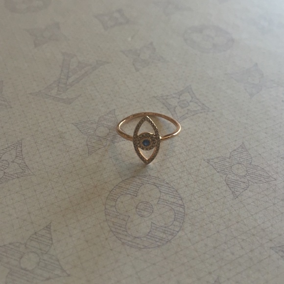Ruby Stella 100% rose gold diamond evil eye ring