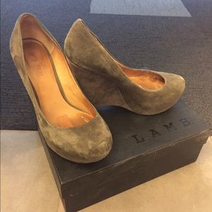 L.A.M.B. grey suede wedges - Perfect for Winter