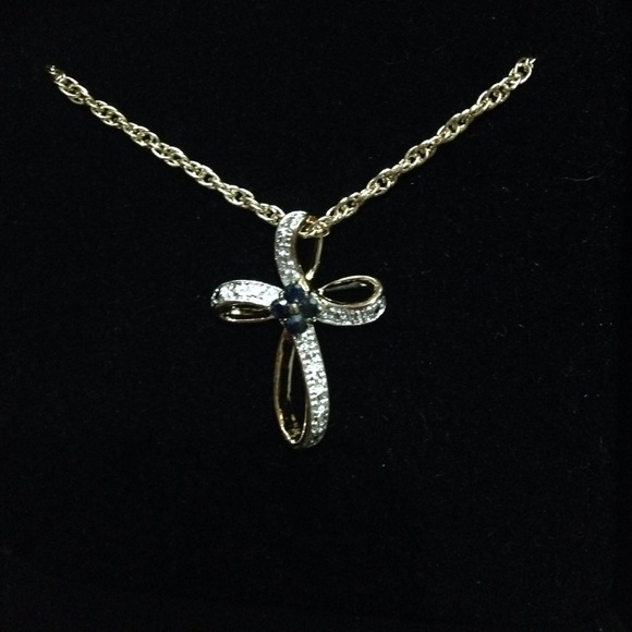 Sapphire cross pendant
