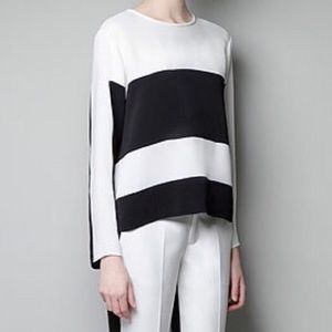 Color Block Blouse (Black and White)