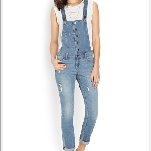 Life in Progress distressed overalls