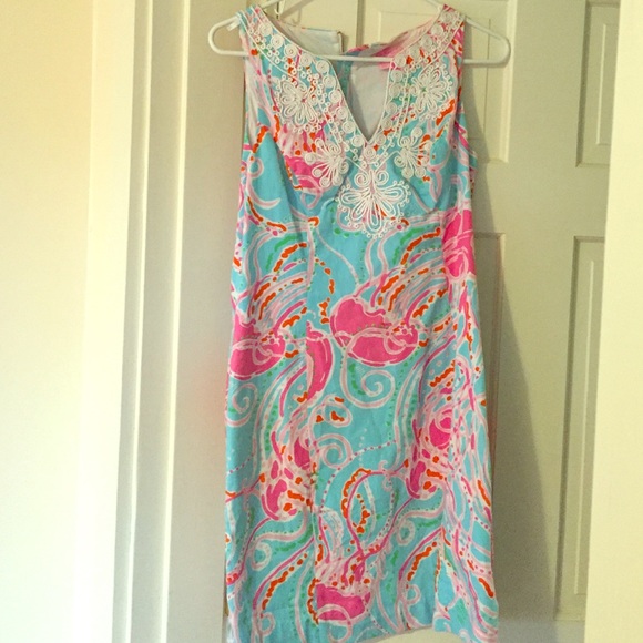 Lilly Pulitzer blue dress with jelly fish pattern
