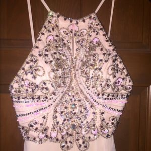 Jovani pink beaded prom dress