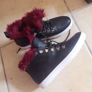 ASOS RED FUR BOOTS