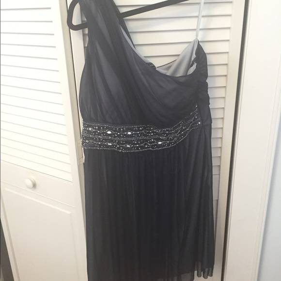 Navy semi formal dress with waist beading