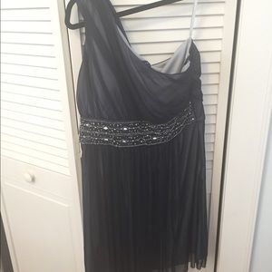 Navy semi formal dress with waist beading