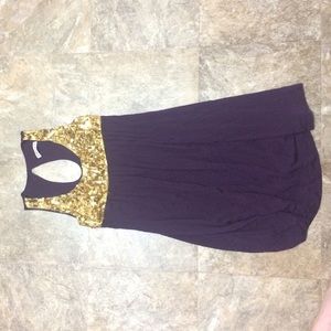 Plum dress with gold sequins!